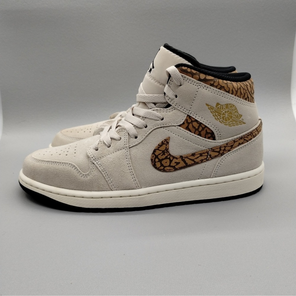 Nike Air Jordan 1 Mid SE 'Brown Elephant ' Basketball Sneakers Mens Size 7 Brown